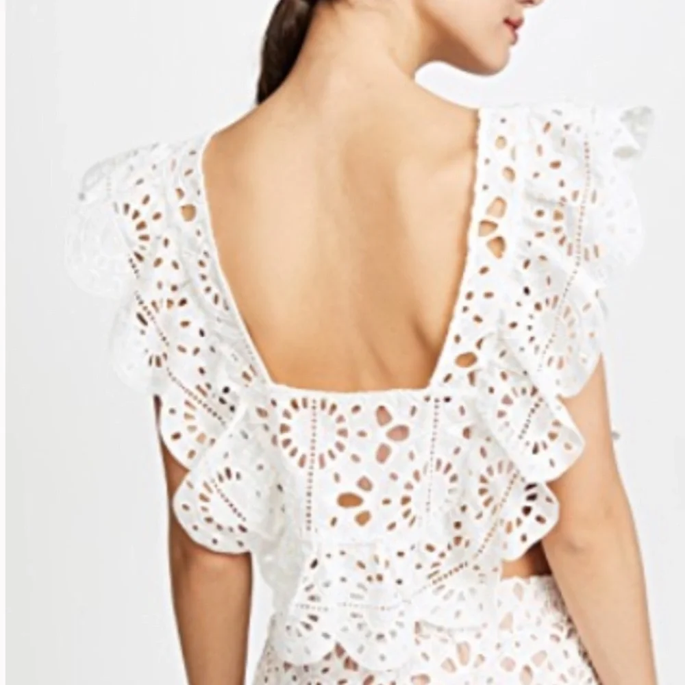 Red Carter Eyelet Lace Adair Top, Medium - Picture 2 of 9